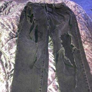 black, ripped, vintage, mom jeans